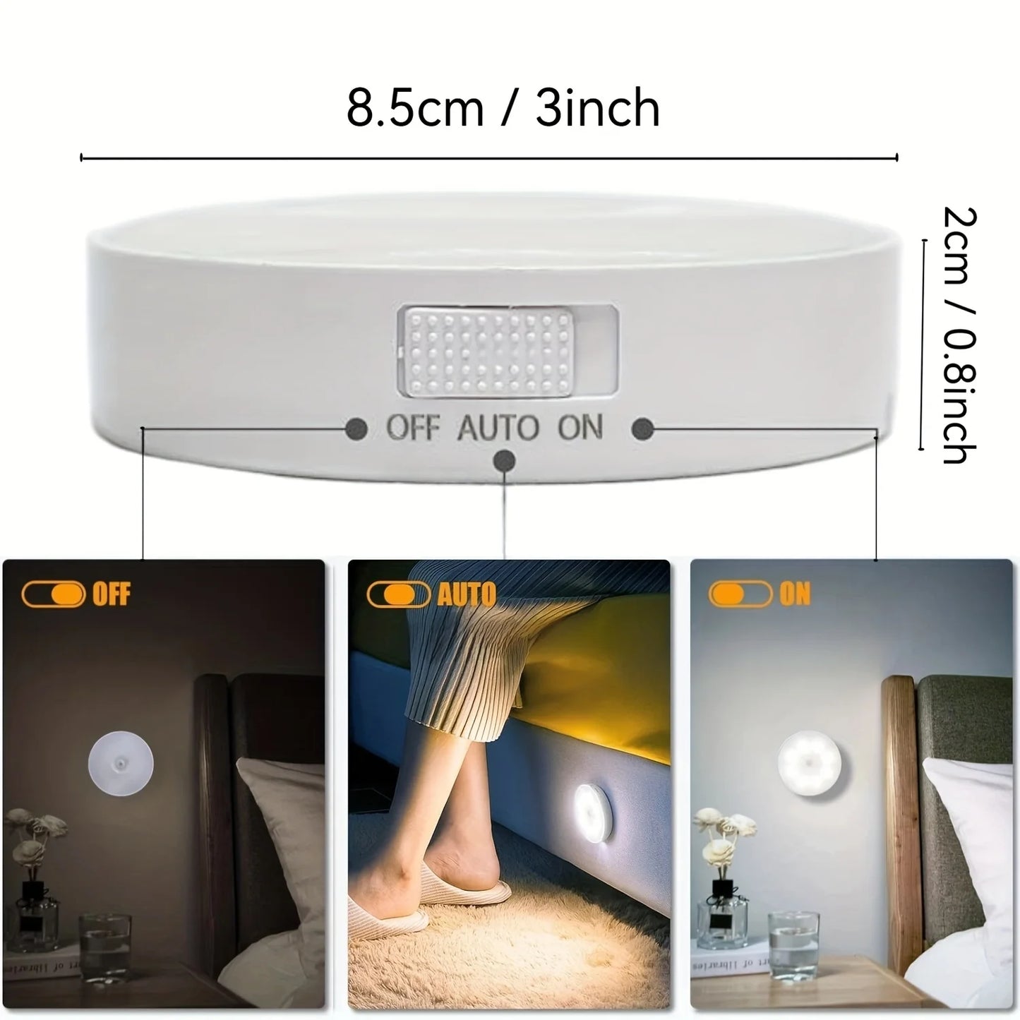 Motion Sensor Step Light,USB & Battery Powered Wireless LED Floor Lamp,Indoor Stairs Hallway Wardrobe Auto On/Off Night Lighting