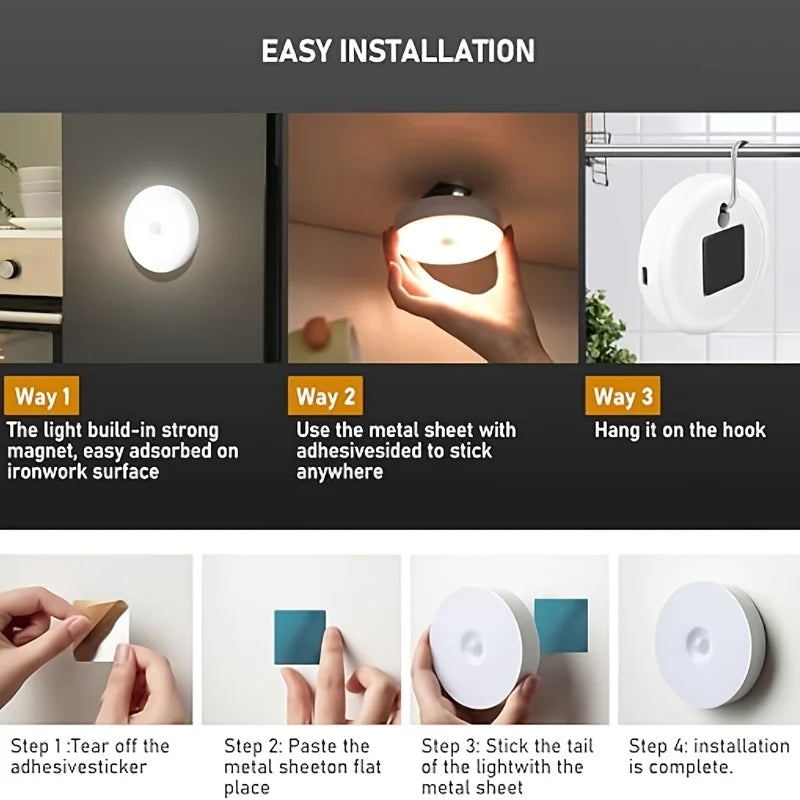 Motion Sensor Step Light,USB & Battery Powered Wireless LED Floor Lamp,Indoor Stairs Hallway Wardrobe Auto On/Off Night Lighting